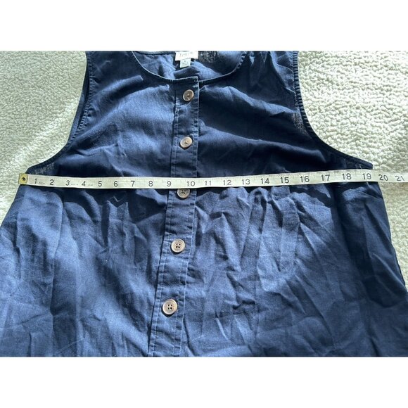 J. Crew Linen-blend Button-front Shell Tank Top Navy Blue Size L - Picture 7 of 9